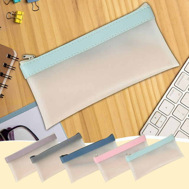 Fiudx Estuche Esmerilado, Diseño Translúcido Mate, Gran Capacidad para Papelería, Portátil y Ligero, Espacio de Trabajo Organizado, Ideal para Estudiantes y Profesionales, Bolsa Individual.