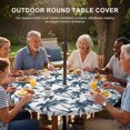 thumbnail image 3 of Round Outdoor Tablecloth with Umbrella Hole and Zipper, Navy Blue Palm Tree Tablecloth with Elastic Waterproof, Coastal Trees Summer Tropical Botanical Patio Table Covers for 31" - 35" Pool Tables, 3 of 9
