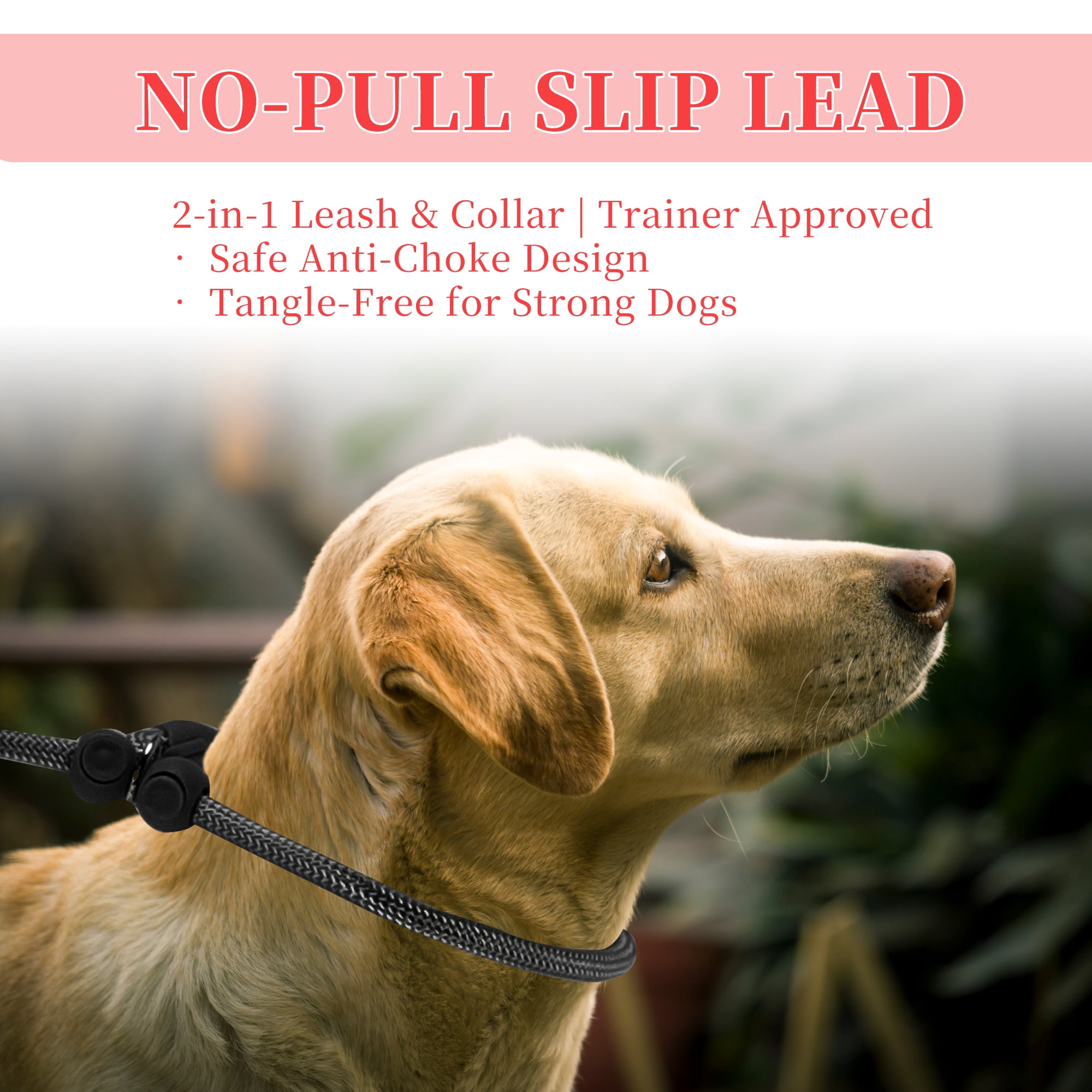 Unique Bargains Slip Leash for Dogs No Pull Heavy Duty Training Leash Medium Black 5ft