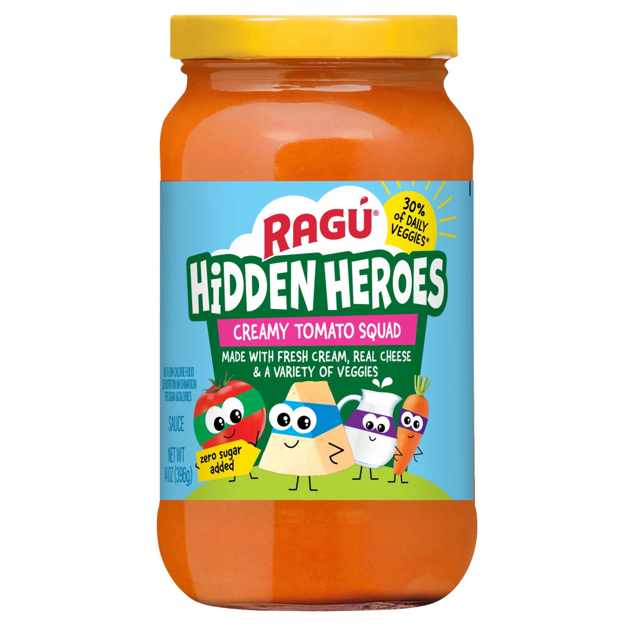 (4 pack) Ragu Hidden Heroes Pasta Sauce for Kids, Creamy Tomato Squad, 14 oz