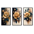 thumbnail image 2 of Designart "Roses in Yellow and Blue Hues I" Floral & Botanical Framed Wall Art Set Of 3 - Yellow Rose Frame Gallery Wall Set For Home Decor, 2 of 6