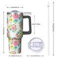 thumbnail image 2 of 40oz Pioneer Flower Floral Print Pattern Insulated Tumbler with Handle, BPA-Free Leak Proof Lid and Straws, Double Wall Vacuum, Hot 12h/Cold 34h, 2 of 6