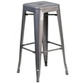 thumbnail image 1 of 30'' High Backless Clear Coated Metal Indoor Barstool with Square Seat, 1 of 8