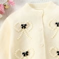 thumbnail image 5 of Lorytime Girls Cardigan Sweater size 4-6 Kids Bow Tops Button Crewneck Long Sleeve Knitwear Spring Outwear Beige 130, 5 of 6