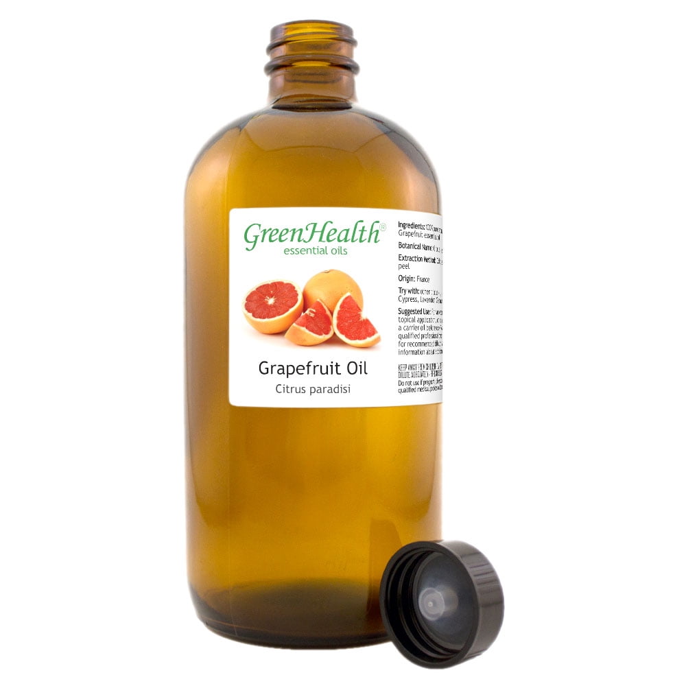 Grapefruit Essential Oil - 16 fl oz (473 ml) Glass Bottle w/ Cap - 100% Pure Essential Oil by GreenHealth