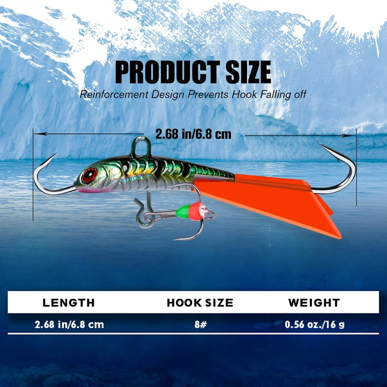  15 Pcs Ice Fishing Jigs for Panfish Walleye Sunfish