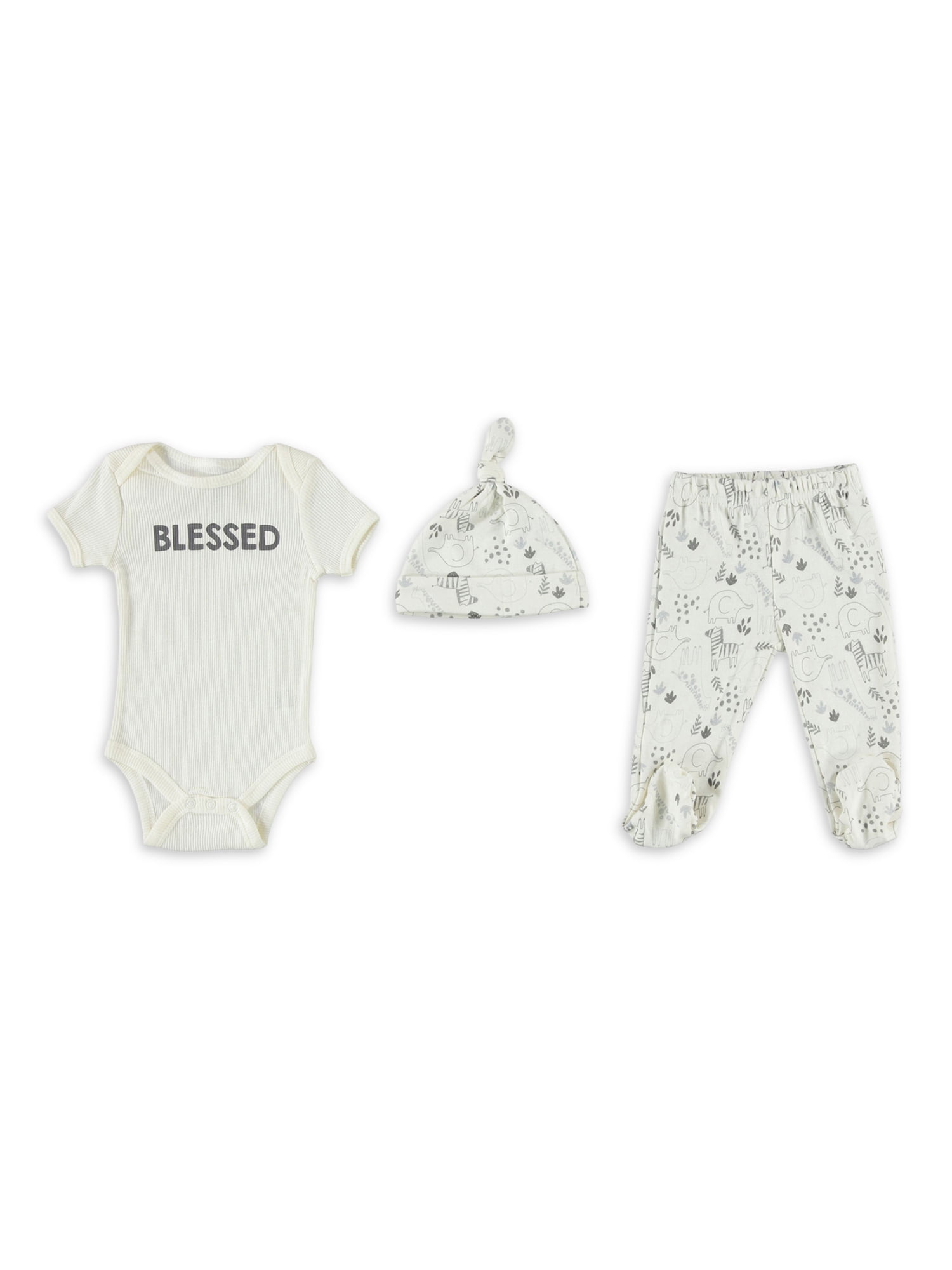 Chick Pea Baby Boy Baby Girl Gender Neutral Unisex 3 PC Footed Pant Set, Sizes Newborn-9 Months