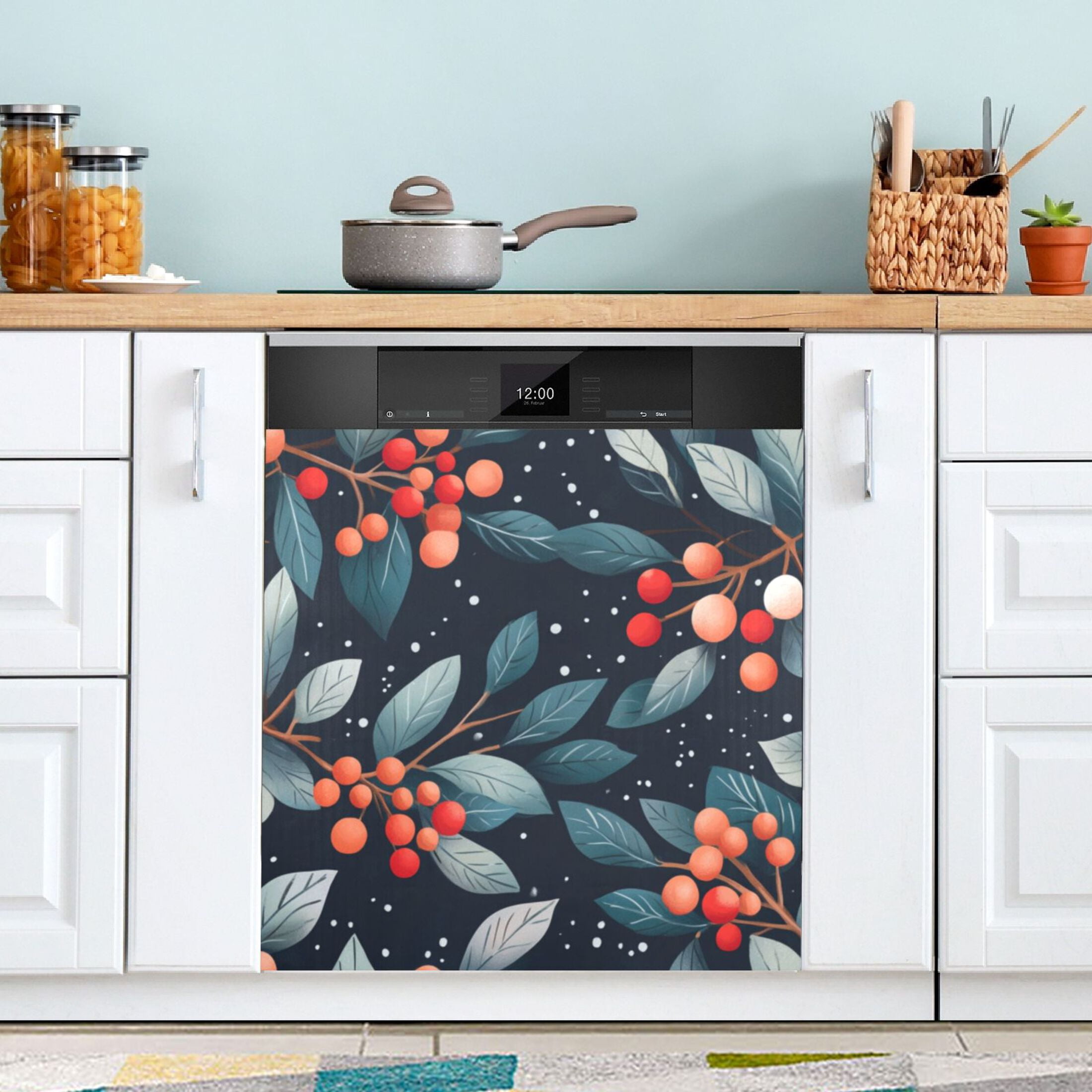 Dishwasher Magnetic Sticker 23x26 Inch Refrigerator Magnetic Sticker Washing Machine Magnetic Sticker Kitchen Panel Magnetic Sticker Home Decor Christmas Fruit