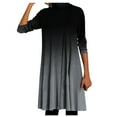 thumbnail image 1 of Femmes Robe Filles Genou Longueur Robes Impression Manches Patchwork Robe Dame O-Cou Long Col Roulé Femmes Femmes Robe Adulte Vêtements Féminins Gris Taille XXL, 1 of 2