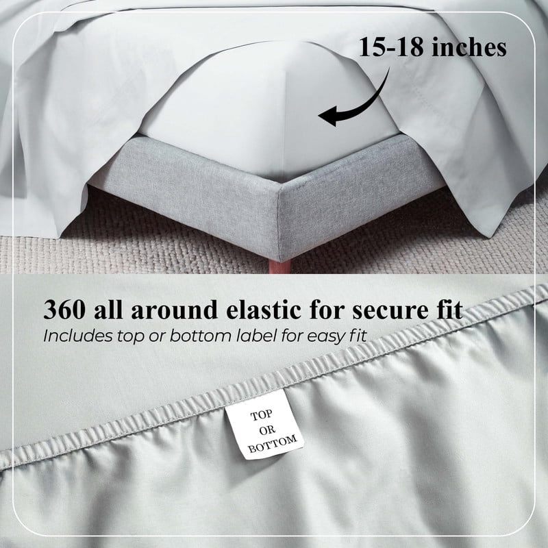 Superior Apus 100% Cotton 15" Deep Pocket Sheet Set, California King, Silver