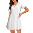 thumbnail image 1 of Saiise Chemise de Nuit à Manches Courtes pour Femme à Motif Blanc, Col Rond, Mignonne, à Volants, Confortable, 1 of 6