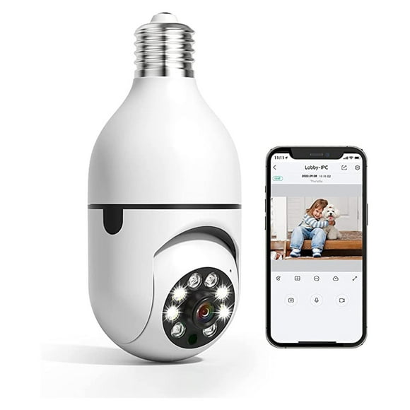axGear Ampoule Caméra de Sécurité Caméra WiFi Panoramique à la Maison avec Suivi Automatique