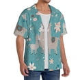 thumbnail image 4 of KLL Teal Mama Llama Print Men's Shirt Short Sleeve Button Down Summer Cuba Beach Shirts- Small, 4 of 7