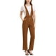 thumbnail image 4 of INSPIRAR CHIC Mono de Mujer Pantalones de Pierna Ancha con Bolsillos Laterales Tirantes Largos Color Marrón, 4 of 7