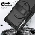 thumbnail image 3 of Dteck Full Body Case for Galaxy Tab S10 FE+ 13.1 inch 2025 ( SM-X620/X626 ), Heavy Duty Case Built-in with Screen Protector 360° Rotating Stand Cover with Hand/Shoulder Strap,Black, 3 of 7