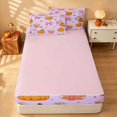 thumbnail image 4 of Homewish Halloween Spooky Animal Zipper Full Size Comforter Sets with Fitted Sheet and 2 Pillowcases, Bow Pumpkin Star Zipper Bedding Set, Lavender, Pink Reversible, 4 of 6