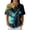 Green, variant on Womens Polo Shirts Summer Waffle Vintage Texture Abstract Oil Painting Print Golf Polos Short Sleeve Button Down Collar Trendy Blouse Light Blue S