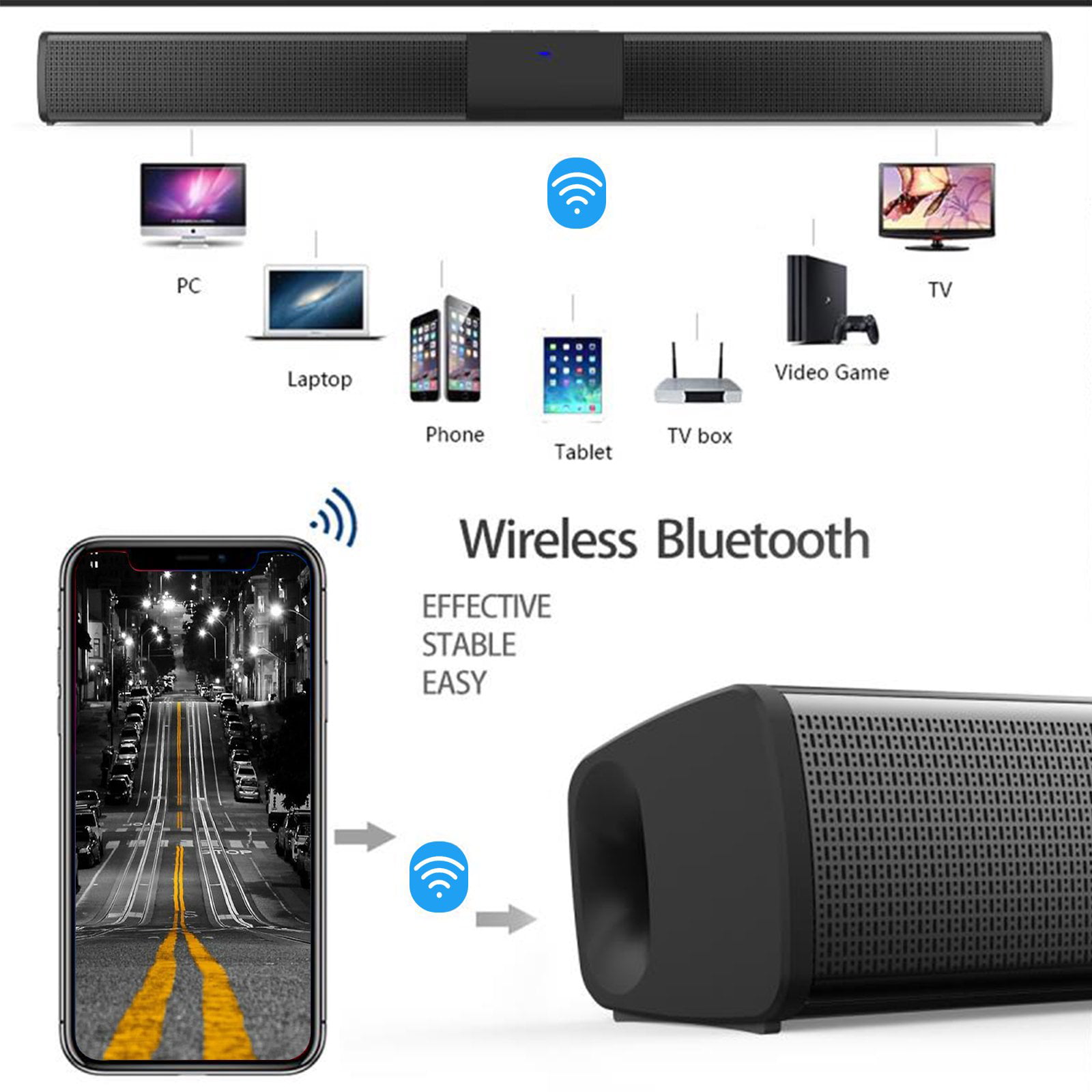 Universal - Haut-parleur Bluetooth Super Bass avec subwoofer haut-parleurs  sans fil pour ordinateur portable portable Stéréo Soundbar Home TV HiFi  Boombox