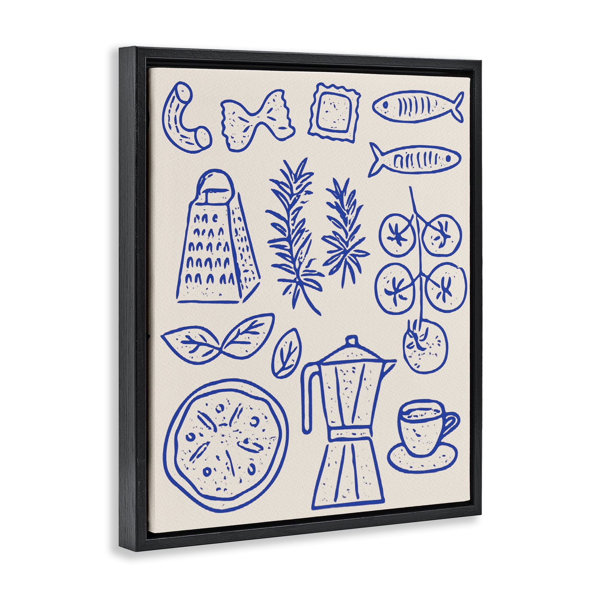 Stupell Industries Pasta & Espresso Simplicity Black Framed Floater Canvas Wall Art, design by Camila Juncos