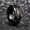 thumbnail image 4 of Wedding Rings For Men. 8mm Black Brick Pattern Tungsten Wedding Band, 4 of 5