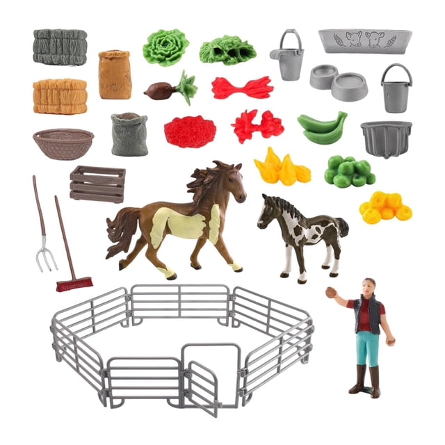 Juego de establo de caballos ecuestre, juguetes de jinete realistas, accesorios de PVC, aprendizaje 10206