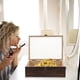 thumbnail image 2 of Caja de madera para guardar joyas, estuche organizador de joyas con ventana de cristal, 2 of 8