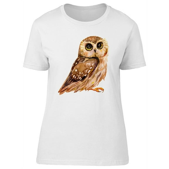 Cute Brown Watercolor Owl T-Shirt Women -Image by Shutterstock, Female x-Large