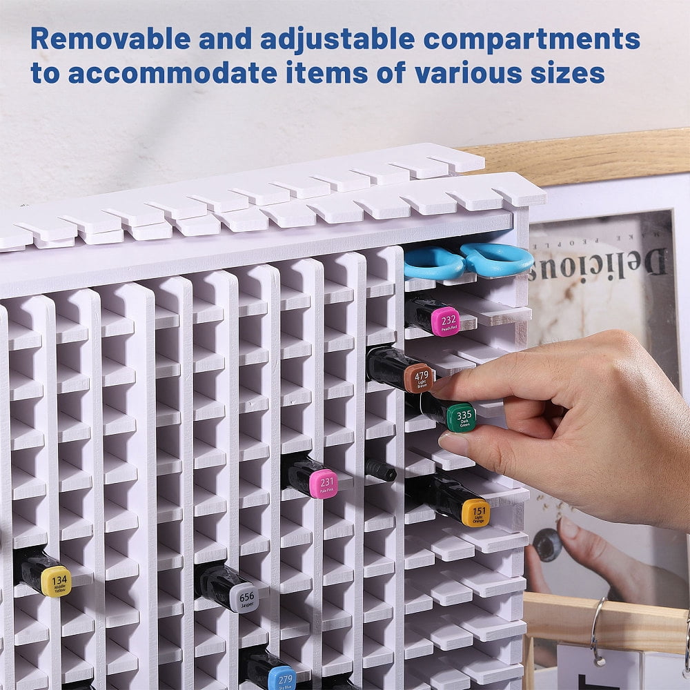 240-Hole PVC Marker Pen Organizer Storage Grided Holder Rectangle White 35x36x13cm for making