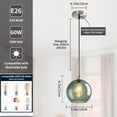 thumbnail image 2 of 3P-8.6-inch Gray-Green Modern Bubble Glass Pendant Light, Minimalist Spherical Fixture Suitable for Kitchen Islands, Bedrooms, Living Rooms, and Dining Rooms (Bulb Not Included), 2 of 6