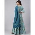 thumbnail image 5 of Janasya Indian Women's Sea Green Poly Silk Gold Print Lehenga Choli With Dupatta, 5 of 8