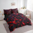 thumbnail image 3 of Manfei Neon Gradient Geometric Bedding Comforter Set 7 Pieces for Boys, Modern Honeycomb Full Bedding Set, Chic Red Abstract Reversible Fitted Sheet Flat Sheet, Super Cozy Room Decor, 3 of 7