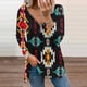 thumbnail image 1 of Pntutb moda mujer manga larga con cuello en V blusa estampada cremallera otoño casual pulóver tops Pntutb Pntutb-3919, 1 of 5