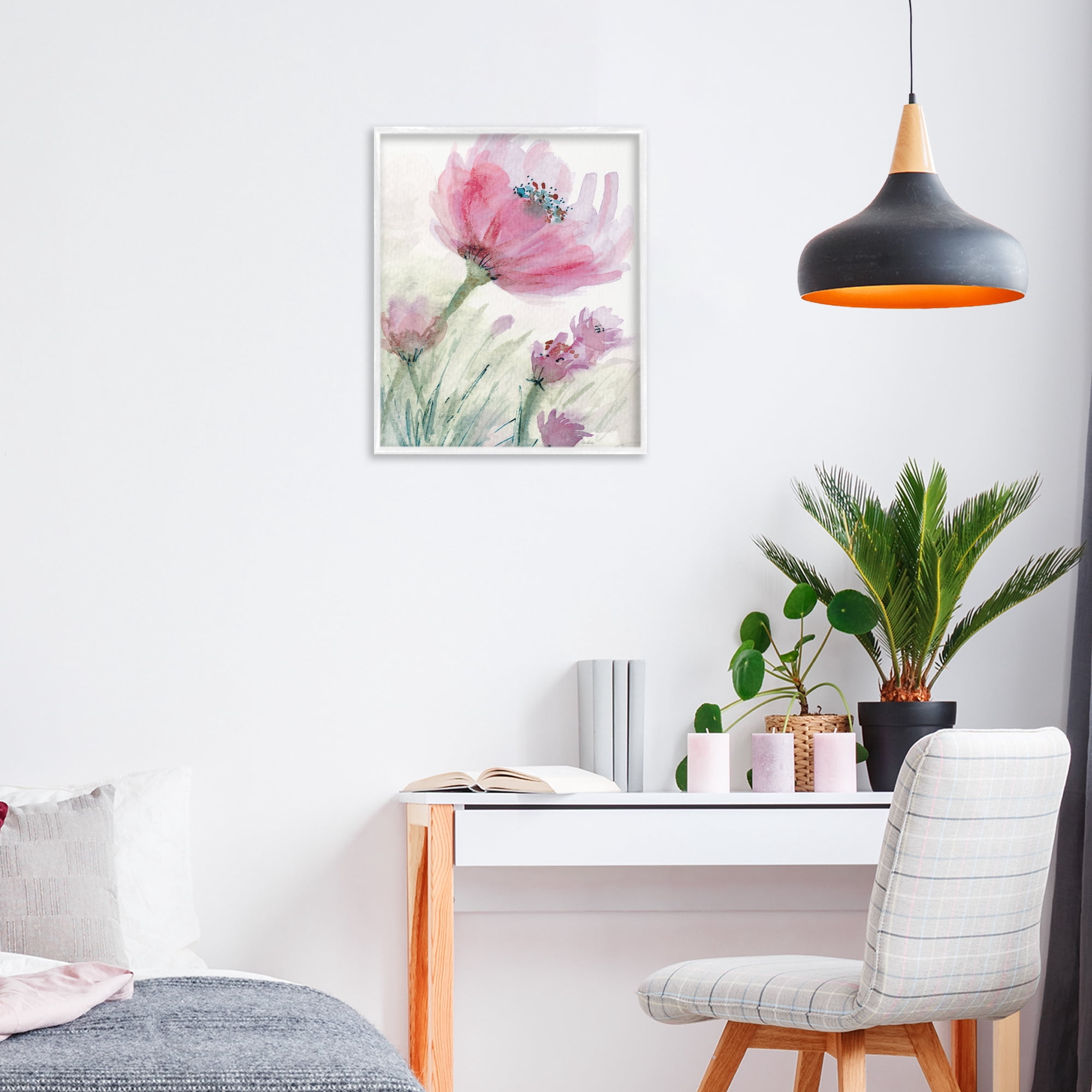 Stupell Industries Pink Flower & Speckled Stamen White Framed Giclee Art, design by Patti Bishop