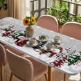 thumbnail image 3 of Grey Christmas Table Cloths for 8 Foot Rectangle Tables, Snowman Xmas Tree Winter Snowflake Patio Waterproof Elastic Fitted Tablecloths, Washable Rectangular Table Cover for Camping, 3 of 8
