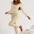 thumbnail image 4 of ssuyfkrb Thermal Underwear Set for Women 2 Piece,Thermal Underwear Set for Women,Breathable,Moisture Wicking,Comfort Fit,Stretch Fabric,Beige,XL, 4 of 5
