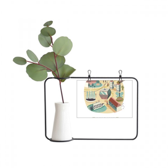 Singapore Theme Park Cable Car Metal Picture Frame Cerac Vase Decor