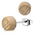 thumbnail image 2 of Organic Natural Wood Illusion Round Circle Stainless Steel Button Stud Post Earrings, 2 of 2