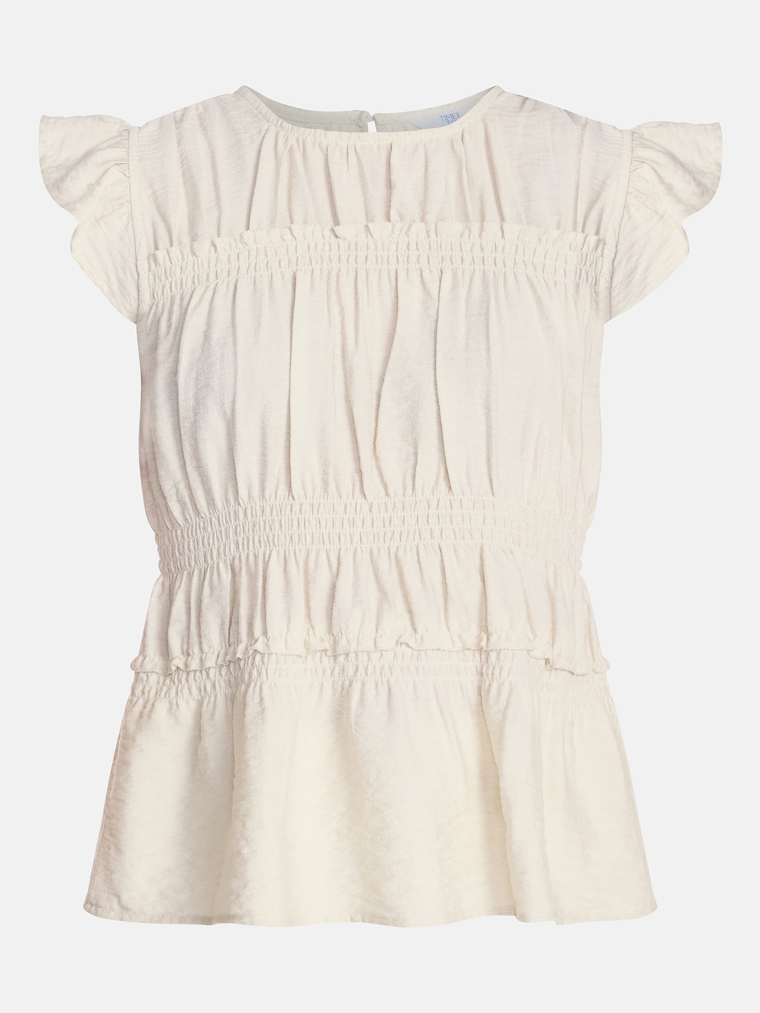 Time and Tru Women's Sleeveless Smocked Femme Top, Sizes XS-XXXL