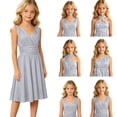 thumbnail image 2 of Weebloom Girls Summer Dresses Elegant Formal Sleeveless Dress Versatile Wear Party Gown Girl Dress Light Gray 9-14 Years, 2 of 4