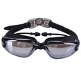 thumbnail image 1 of Nuevas gafas de natación antivaho, impermeables y ajustables, a la moda, con tapones para los oídos (negro), 1 of 15