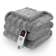 thumbnail image 1 of MARNUR Electric Throw Blanket Extra Large Size, 60" x 70" Soft Faux Fur Heated Blanket, 6 Heating Levels, 4 Hours Timer - Grey, 1 of 12