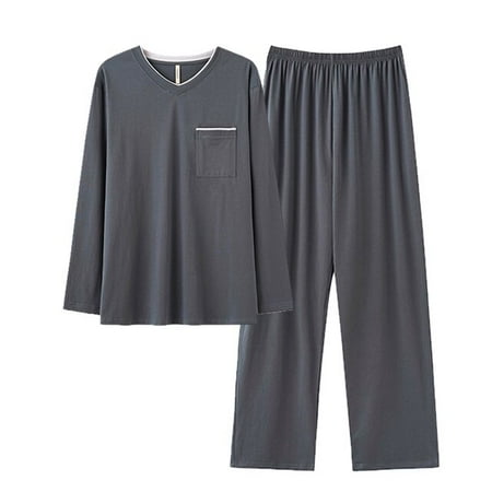 

PIKADINGNIS New Mens Cotton Pajama Set Young Men Long Sleeve Sleepwear Father Gift Style Soft Leisure Nightwear Male Autumn Home wear Cloth