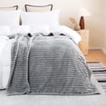 thumbnail image 5 of ROSEKIND Striped Blanket, Premium Faux Fur Touch Ribbed Throw for Sofa and Bed, Cozy Gift for Adults and Friends, 40''x60'', Silver Cloud, 5 of 8