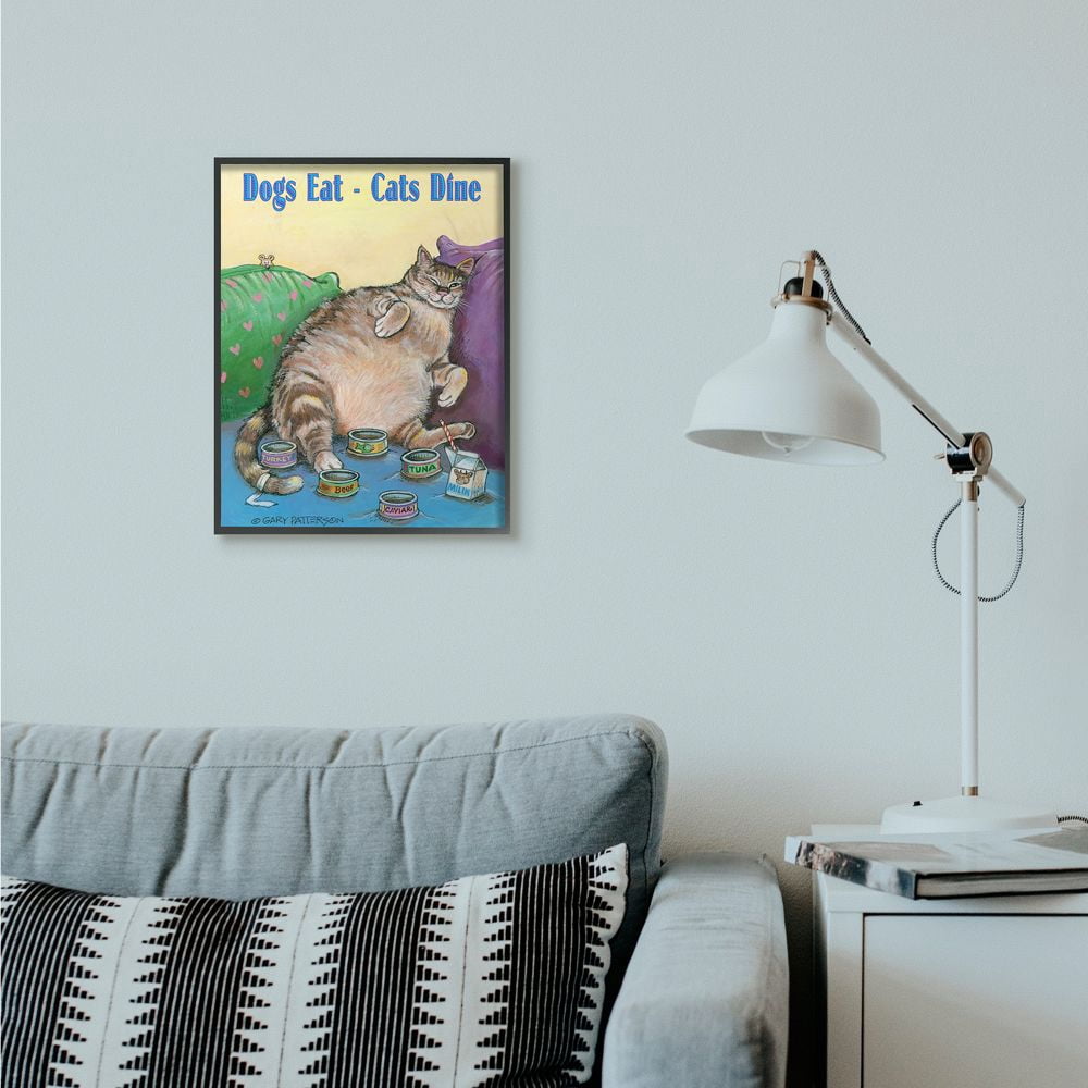 Stupell Industries Dogs Eat Cats Dine Funny Cartoon Pet Design Framed Wall Art by Gary Patterson