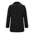 thumbnail image 4 of ohmzyzo Men's Wool Blend Coats Zipper Up Winter Warm Jakcet Single Breasted Business Windbreaker Pea Coat with Pocket Black XL, 4 of 5