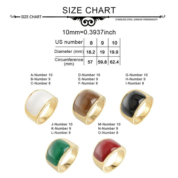 H and m ring sizes hot sale
