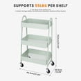 thumbnail image 3 of MCQ Metal Rolling Cart, 3 Tier Utility Mobile Storage Cart with Lockable Caster Wheels for Livingroom, Bathroom, Kitchen, Green, 3 of 5