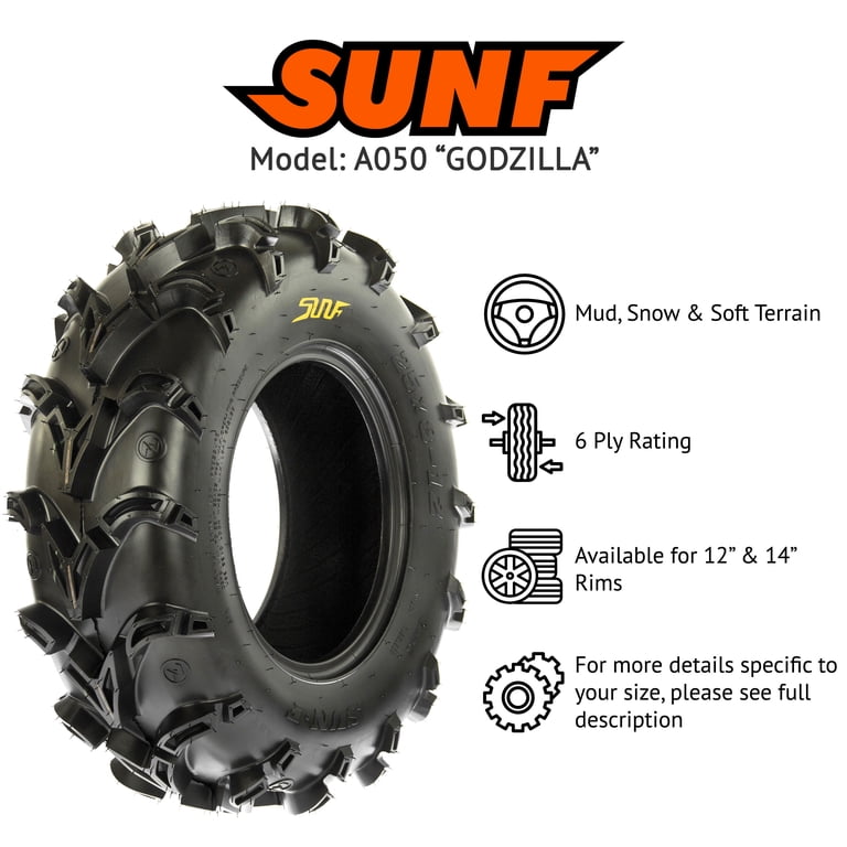 SunF Power I A033 ATV Tires - 25x8-12 & 25x10-12 6-PR Bundle Set (2 Tires) 6 thumbnail image