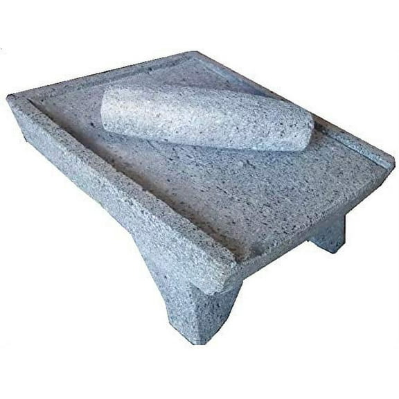 Made in Mexico Genuine Mexican Azteca Manual Volcanic Lava Rock Metate Y Mano Mortar and Ground Stone Grains Seeds Spices Corn Elote Maíz Chocolate #12