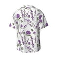 thumbnail image 5 of Uemuo Lavender Flowers Pattern Cotton Linen Short Sleeve Shirts,Casual Lightweight Button Down Shirts,Vacation Beach Summer Tops-, 5 of 7